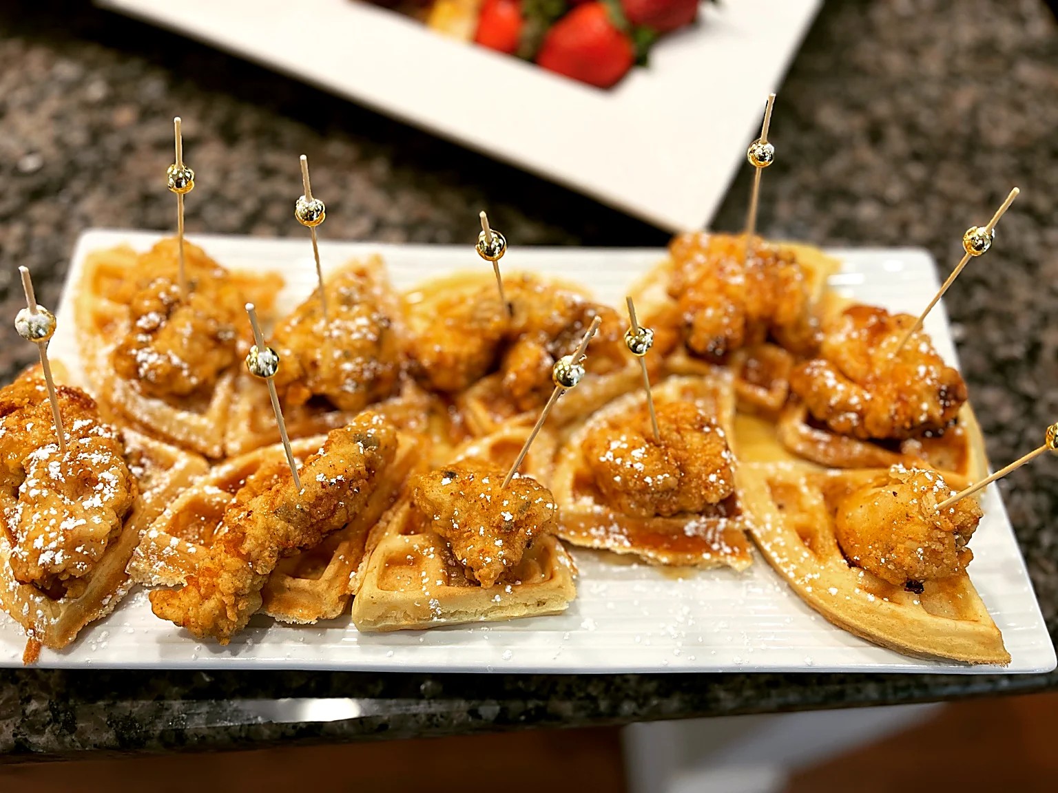 Chicken and waffles brunch